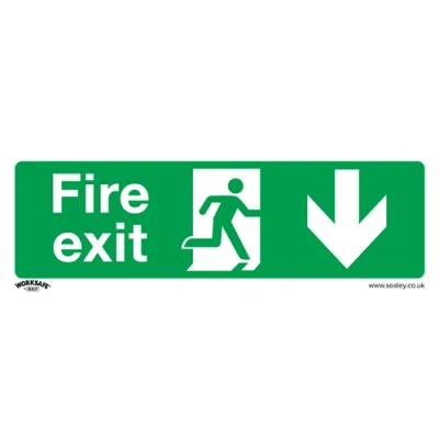 Image of Worksafe Safe Conditions Safety Sign Fire Exit (Down) Rigid Plastic