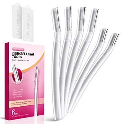 Image of SINAHET Dermaplane Razor for Women Face, (6 Count) Professional Dermaplaning Tool Peach Fuzz, Facial and Eyebrow Hair Removal, Gentle Skin Exfoliation Blade