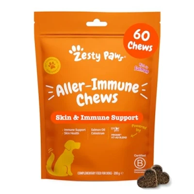 Image of Zesty Paws Allergy &amp; Immunity Chews Supplement for Dogs Itchy Dog Skin Support, Support Salmon Oil, Omega 3, Fatty Acids 60 Pcs