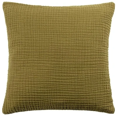 Image of Yard Lark Muslin Cotton Feather Filled Cushion Khaki Size 45 cm x