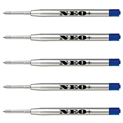Image of Quality Ballpoint Pen Refills, Medium Point. Compatible with Parker Ball Pen. G2 Style Refill (5 x Blue Ink)