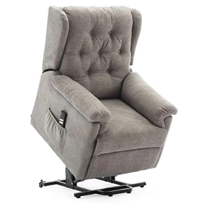 Image of More4Homes BARNSLEY DUAL MOTOR ELECTRIC RISE RECLINER FABRIC ARMCHAIR LIFT RISER CHAIR (Dark Beige)