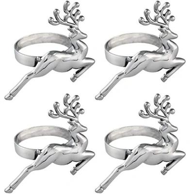 Image of WeRChristmas Set of 4 Reindeer Napkin Holders, Multi Colour, 7cm