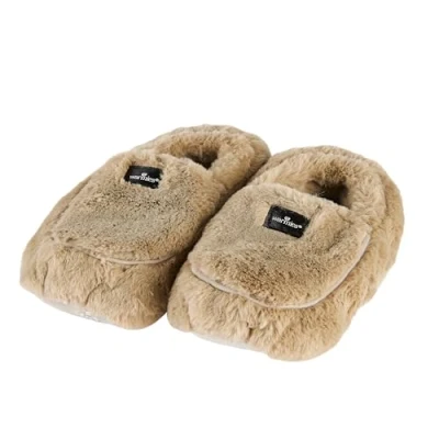 Image of Warmies Microwavable Slippers, Heatable Ladies Slippers with French Dried Lavender, Soothing Warmth and Comfort, Latte Colour, One Size