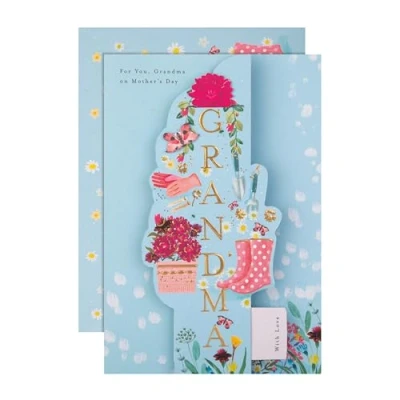 Image of Hallmark Mother&#039;s Day Card for Grandma, With Keepsake Bookmark, Floral Design, Grandma Mothers Card, Heartfelt Verse, Blue