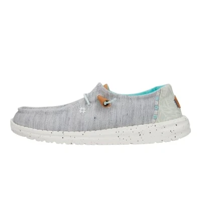 Image of HEYDUDE Grey Wendy Heathered Slub Tropical Shoes for Women Size 7