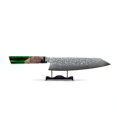 Image of Emerald Octagon Damascus Japanese Kiritsuke 23 cm Special Edition