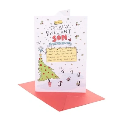 Image of Son Christmas Card, Card for Son, Pop up Him, Xmas