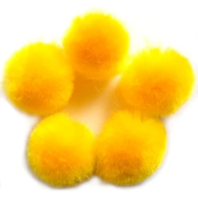 Image of Pom Poms for Crafts 4cm Wide Pack of 5 (Yellow)
