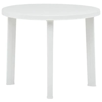 Image of vidaXL White Plastic Garden Table, 89 cm, Durable &amp; Weather Resistant, Lightweight, Round Shape, Easy to Clean, Suitable for Patio/Deck