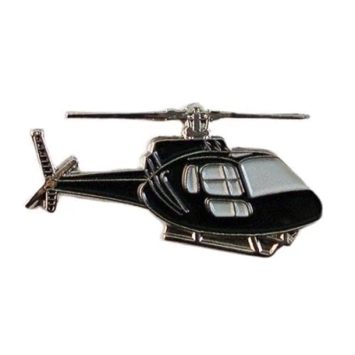 Image of Metal Enamel Pin Badge Fly Helicopter Black
