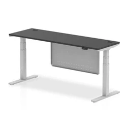 Image of Air 1800x600 Height Adjustable Desk Black CP Silver Leg Modesty Panel