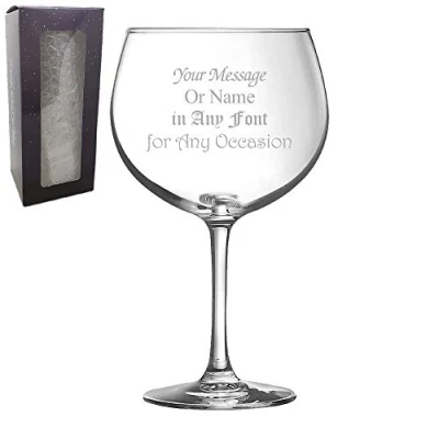 Image of Personalised Engraved Gin Balloon Glass, Gift Boxed, Personalise with Any Message for Occasion