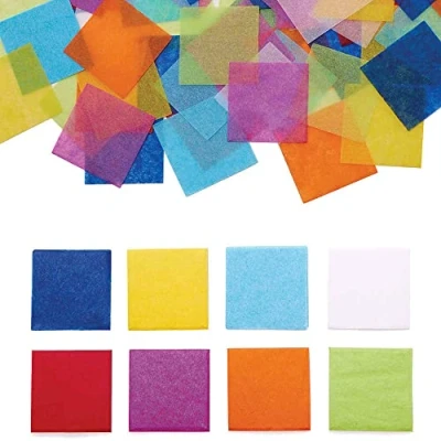 Image of Baker Ross FC756 Rainbow Colours Mini Tissue Paper Squares Pack of 4000 Sheets, Kids Crafts, School Art Supplies, Coloured