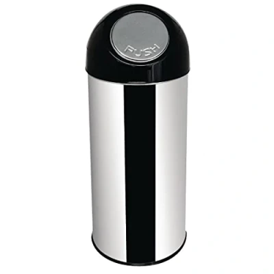 Image of Bolero Stainless Steel Bullet Bin 40Ltr Waste Dustbin Rubbish 760X350mm