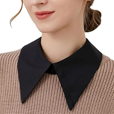 Image of LoudSung False Collar Detachable Blouse Fake Half Shirts Simple Designed Top Elegant for Women Girls 2pcs Black