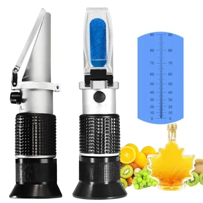 Image of 0 90% Brix Meter Refractometer,V·RESOURCING Portable Hand Held Sugar Content Measurement for Sugar, Food, Fruit, Beverages Honey