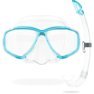Image of Cressi Perla &amp; Mexico Combo Set Dive/Snorkeling Mask Snorkel, Adult Unisex, Transparent/Aquamarine