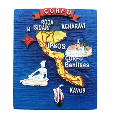 Image of 3D Corfu Greece Fridge Magnet Travel Souvenir Gift Home Kitchen Refrigerator Decoration Magnetic Sticker Collection
