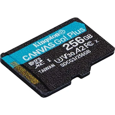 Image of Kingston Canvas Go! Plus microSD memory card Class 10, UHS I 256GB microSDXC 170R A2 U3 V30 Single Pack w/o ADP