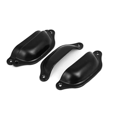 Image of Sourcingmap Furniture Cabinet Drawer 98mm Length Shell Shape Knobs Pull Handles Black 4PCS