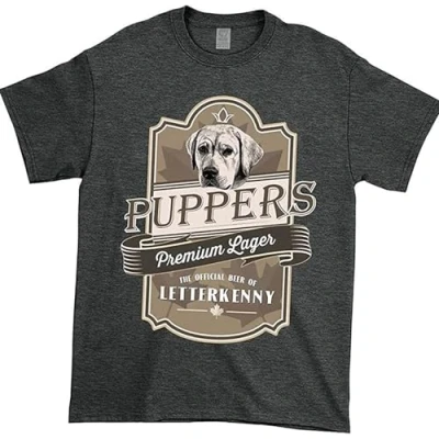 Image of LAINIEBA Puppers R T Shirt Letterkenny Dark Heather Black L