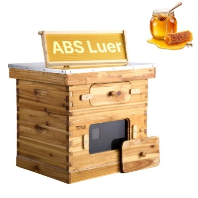 Image of VEVOR Bee Hive Deep Box Starter Kit, 100% Beeswax Coated Natural Cedar Wood, Langstroth Beehive Kit with 10 Frames and Foundations, Transparent Acrylic Windows for Beginners Pro Beekeepers