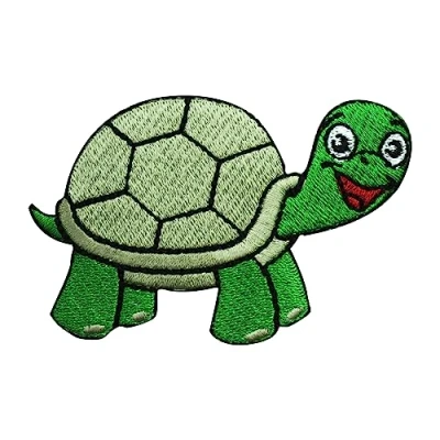 Image of Tortoise Patch, Kids Rhymes Embroidered Iron on Sew Patch Badge for Clothes etc. 8x6cm