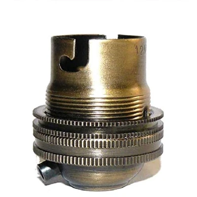 Image of K M Electronics® Antique Brass LAMP Light Bulb Holder BC Bayonet Cap 1/2&quot; Screw Thread
