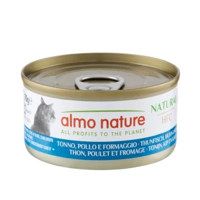Image of almo nature HFC Cuisine Wet Cat Food with Tuna, Chicken and Cheese (Pack of 24 x 70g Tins)