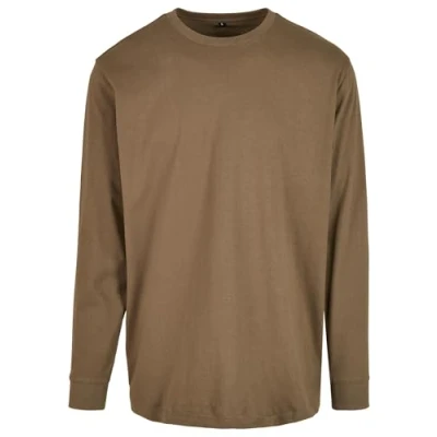 Image of Build Your Brand Men&#039;s By091 longsleeve with Cuffrib T Shirt, Olive, M