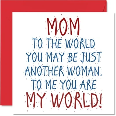 Image of Lovely Birthday Cards for Mom You Are My World Happy Card from Daughter or Son, Mother Gifts, 145mm x Mother&#039;s Day Greeting Gift Mommy Mama