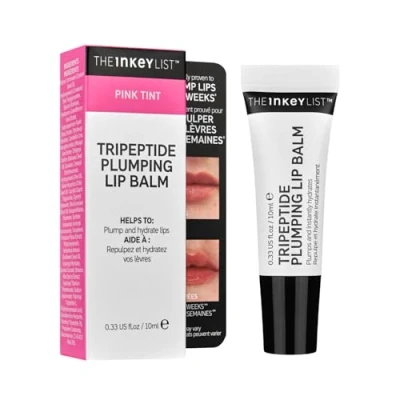 Image of The Inkey List Tripeptide Plumping Lip Balm 10ml, Clinically Proven Tinted Care, Hydrates Dry Cracked Lips, Vegan &amp; Cruelty Free, Pink Tint