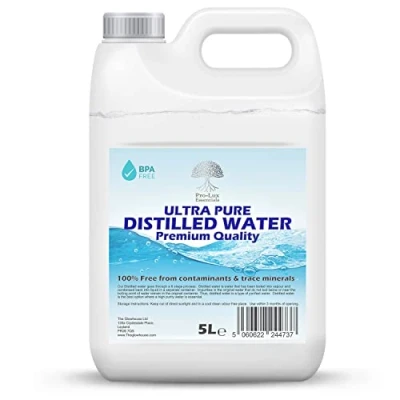 Image of Distilled Water 100% Pure Premium Quality Ideal for CPap, Irons, Humidifiers, Cleaning, Engines and more Made in the UK (5 Litre)