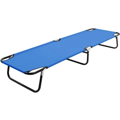 Image of vidaXL Folding Sun Lounger Blue Steel