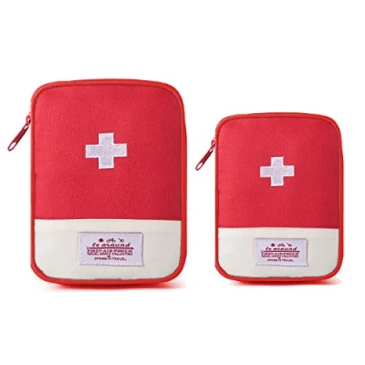 Image of Travel Mini First Aid Pouch, 2 Pack Portable Kit Storage Bag for Medicine Boxes, Reusable Medical Kits Empty Rescue Sports Camping Hiking Outdoor Activities Emergency