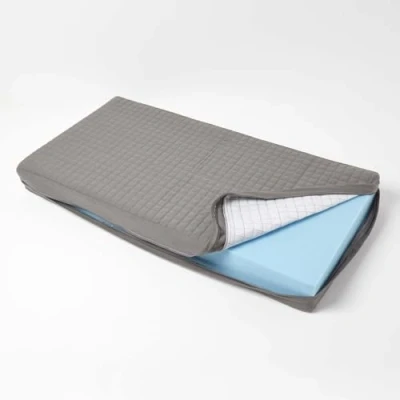 Image of HOMESCAPES Soft Quilted Cushion Cover for 2 Seater Orthopaedic Sofa Armchair Booster Cushion, 100% Cotton Washable Rectangle with Zip, 100 x 50 10cm Charcoal Grey