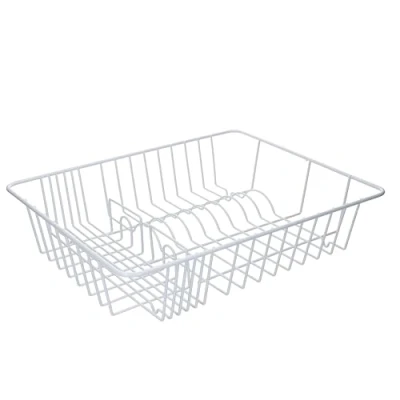 Image of KitchenCraft Dish Drying Rack, Anti Rust, BPA Free Plastic Coated Metal, 45 x 37 cm, White