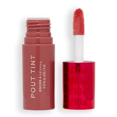 Image of Makeup Revolution, Pout Tint, Lightweight Lip Buildable Colour, Hydrating Formula with Gloss to Stain Finish, Nude Dreams, 3ml