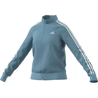 Image of adidas Women&#039;s Plus Size Essentials Warm up Slim 3 Stripes Track Top, Preloved Blue/White, S
