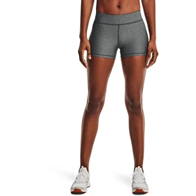 Image of Under Armour Women HG Mid Rise Shorty, lightweight and breathable women&#039;s gym shorts, base layer workout shorts with compression fit
