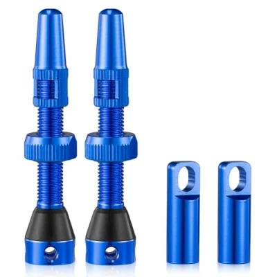 Image of HZJD 2PCS Bike Tubeless Presta Air Valve Stem, Black, Alloy Stem(44 mm)