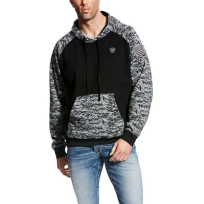 Image of ARIAT Men&#039;s Hoodie Sweatshirt, Patriot Black Digi Camo, XL