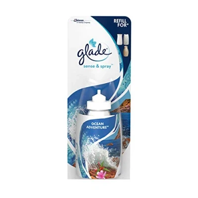 Image of Glade Sense &amp; Spray Air Freshener Refill, Motion Activated Automatic Room and Odour Eliminator for Home, Ocean Adventure, Pack of 8 (8 x 18ml)