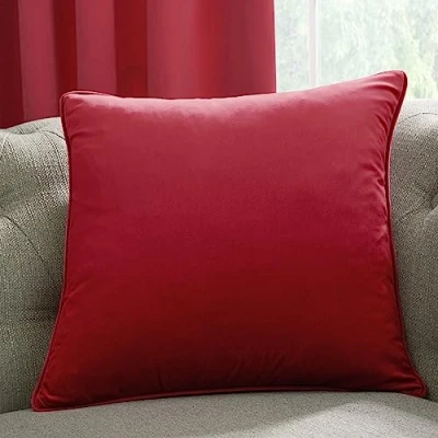 Image of Laurence Llewelyn Bowen Montrose Cushion 43 x 43cm Claret Red Velvet, Polyester, (Filled Cushion)