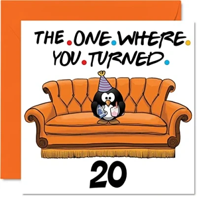 Image of Fun 20th Birthday Cards for Men Woman The One Where Funny Card Son Daughter Brother Sister Grandson Granddaughter Niece Nephew Uncle, 145mm x Greeting Cards,