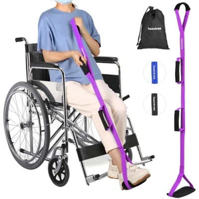 Image of 43 Inch Long Leg Lifter Strap with Padded Handgrips and Foot Loop,Rigid for Hip&amp;Knee Replacement Surgery Recovery,Mobility Aids Easily Get in Out of Bed,Car,Wheelchair