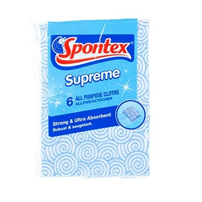 Image of Spontex Supreme Multi Purpose Blue Cloths Wiping/Washing/Dusting Pack of 6