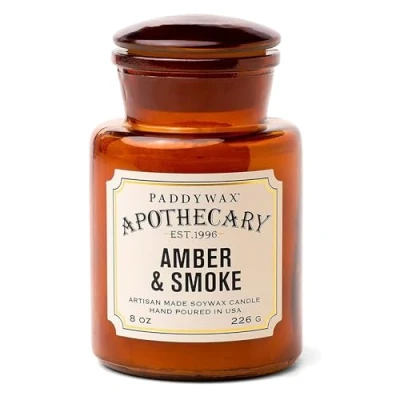 Image of Paddywax Soy Wax Blend Candle in Glass Jar, Chromium, Amber &amp; Smoke, Medium, 8 Ounce