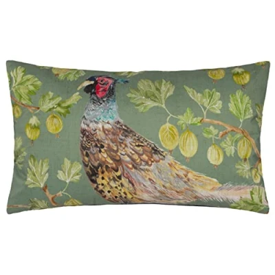 Image of Evans Lichfield Grove Pheasant Outdoor Cushion Cover, Olive, 30 x 50 cm